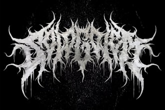 create chrome metallic black slaming, goregrind, brutal death metal logo design