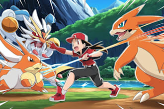 draw pokemon trainer anime battle, fakemon, and fusion