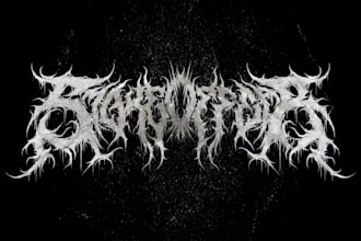 design death metal logo with texture and chrome effect