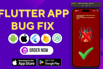 fix flutter bugs, errors, crashes, and flutter build errors professionally