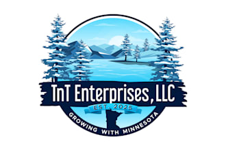 do minnesota, river, tree, snow enterprises, llc logo