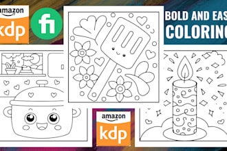 design eye catching bold and easy coloring pages and book cover for amazon KDP