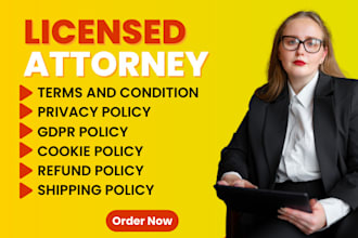 write privacy policy, gdpr policy, terms and conditions, cookie, refund policy