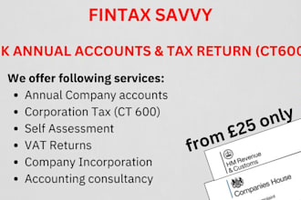 be your UK accountant for company accounts, ct 600, vat, paye, self assessment