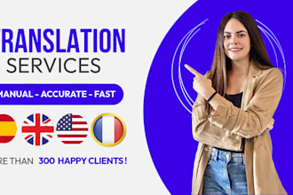 manually translate your document or book english spanish french