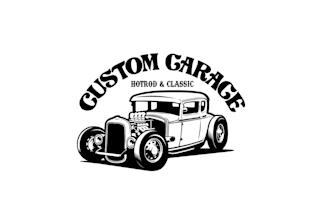 a cool motorcycle garage logo illustration design