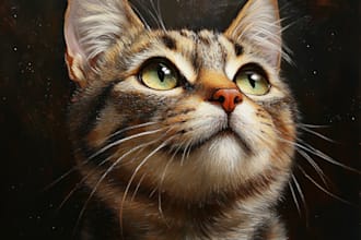 draw realistic portrait cat , dog , animal or any pets
