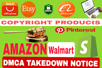 remove product and listing from ebay ,shopify,amazon ,alibaba, under dmca