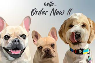 draw dog, cat and other animal into cartoon vector