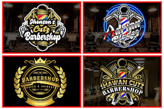 custom barber, barbershop and beauty salon logo