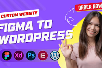convert figma to wordpress, PSD to wordpress, figma to elementor or acf, divi