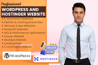 design wordpress website, hostinger website, landing page redesign godaddy, wix