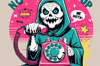 do awesome retro horror ghostly character logo for your t shirt