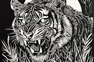 do artistic linocut illustration in my style