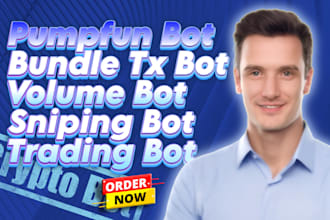 create crypto bot like pump fun, trading volume, bundle and telegram bot
