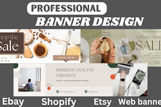 design banner, logo, web, etsy, ebay, amazon and shopify banners