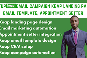 setup keap email campaign keap landing page, email template, appointment setter