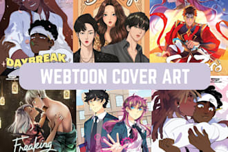 draw light novel comic art, anime manga cover, webtoon webcomic webnovel comic