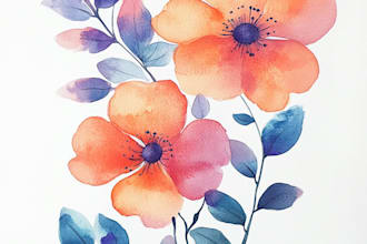 draw watercolor floral illustration
