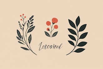 create an elegant hand drawn botanical boho logo design