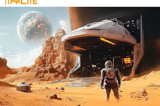 create a sci fi art, spaceship and illustration for you
