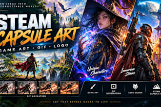 create steam capsule art, game art, GIF illustration and logo
