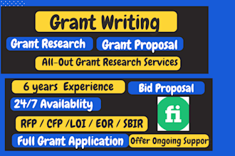 review, edit or rewrite grant winning proposal, research grant and apply, grants