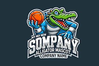 design a ferocious alligator mascot sport logo for your team or brand