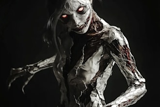do scary horror creature and fantasy character concept art