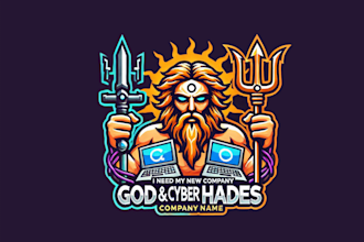 design an epic god and cyber hades mascot logo for your brand