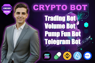 create crypto trading bot, volume, pump fun bot, telegram bot on solana, evms