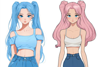 create anime or cartoon character in vector
