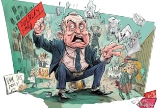 create a political or satirical cartoon