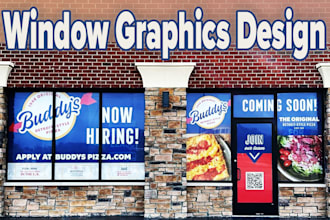 design outstanding window graphics , shopfront for you in 24 hour