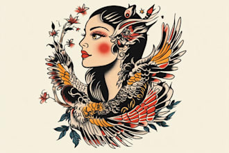 make old school or traditional style tattoo logo design