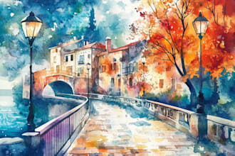 paint original watercolor landscape painting