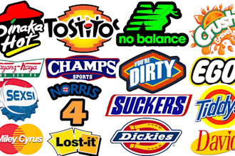 remake and copy parody logo design of famous brands