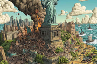 illustrate political cartoon and caricature