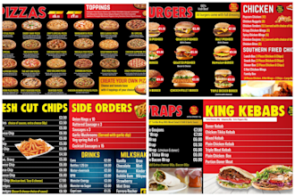 design tv menu display, menu board for restaurants, takeaways