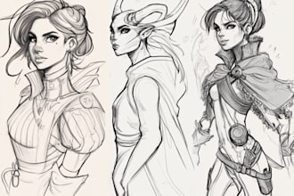draw sketches for dnd,rpg and fantasy characters design