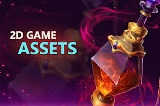 create unique 2d game icons, props, objects, assets