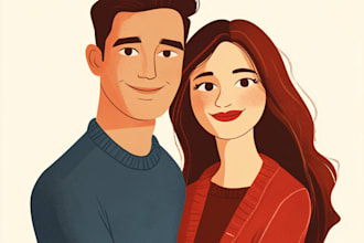 draw you, a couple halfbody portrait illustration