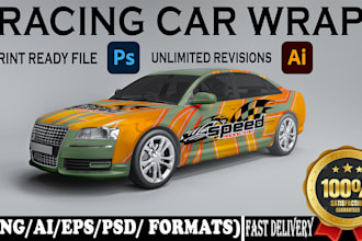 do professional pro racing car wrap design, tasla cyber truck, vehicle wrap