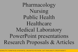 write pharmacology, nursing, pharmacy, healthcare and psychology articles