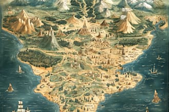 create high quality bespoke fantasy maps illustration