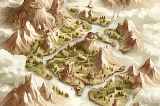 make a fantasy map illustration or site in illustrator