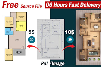 redraw floor plan for real estate agent in 6 hours