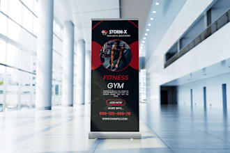do outstanding roll up banner design and x stand banner