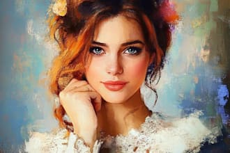 draw digital portrait oil painting from photo