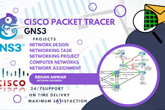 do your cisco packet tracer and gns3 project assistance, assignments